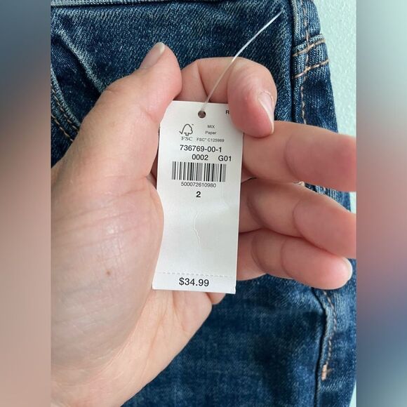 NWT Old Navy High Rise Scottie Dark Blue Denim Button-Front Skirt Sz 2 - Picture 3 of 7